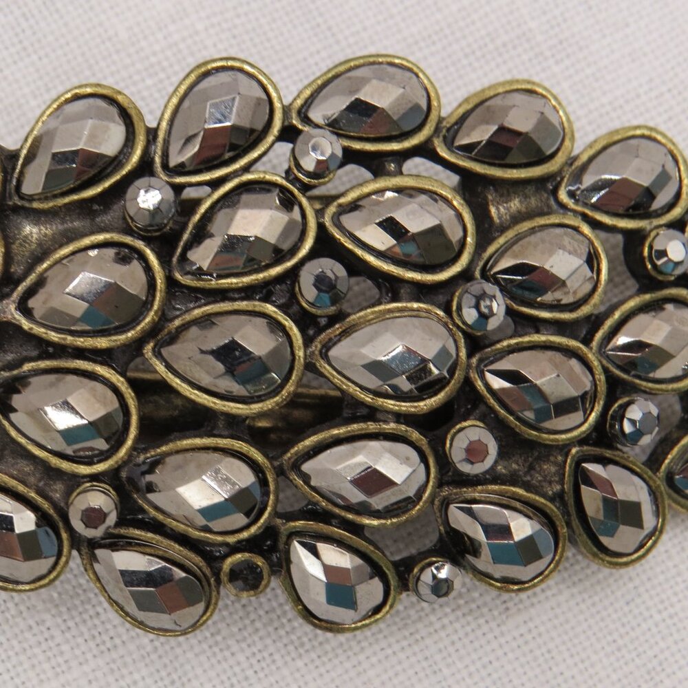 Vintage Peacock Hair Clip/Brooch Pin Teardrop Rhinestones -missing 2 tiny stones - Picture 8 of 9